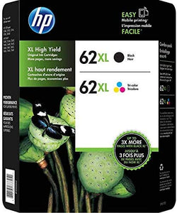 HP 62XL Black & Tri-Color High Yield Ink Cartridge Combo (F6U02BN)