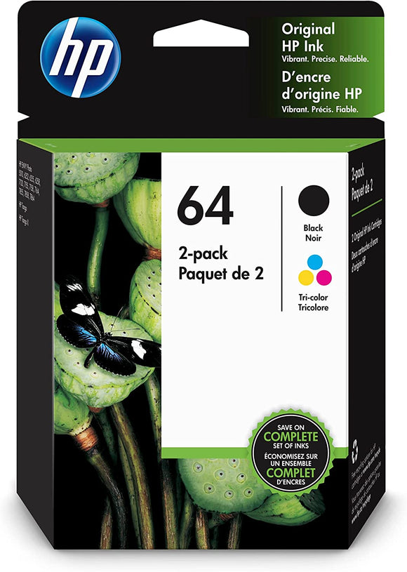 HP 64 Black & Tri-Color Ink Cartridge Combo (X4D92AN)